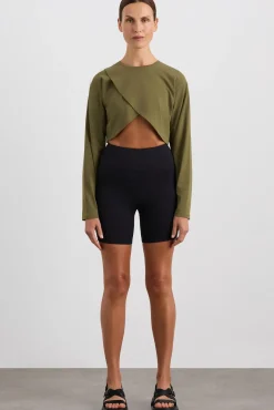 Cropped Crossover Long Sleeve Top 440