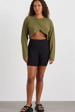 Cropped Crossover Long Sleeve Top 440