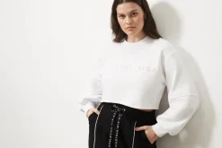 Cropped Embossed Logo Crew Jumper 413
