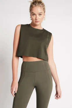 Cropped Embossed Signature Logo Tank 112