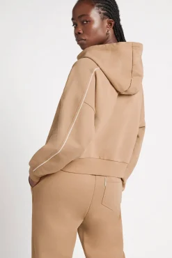 Cropped Essential Contrast Piping Hoodie 405