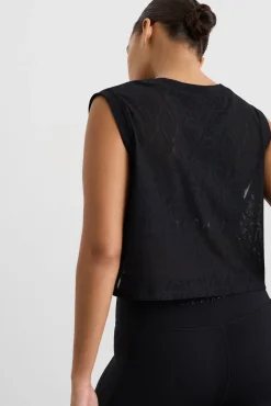 Cropped Logo Mesh Boxy Tank 146