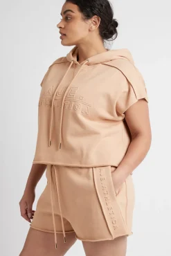 Embossed Classic Short Sleeve Cropped Hoodie 402