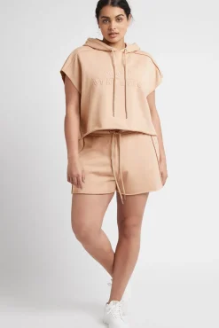 Embossed Classic Short Sleeve Cropped Hoodie 402