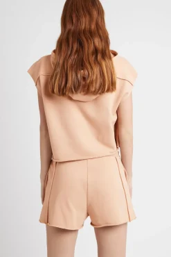 Embossed Classic Short Sleeve Cropped Hoodie 402