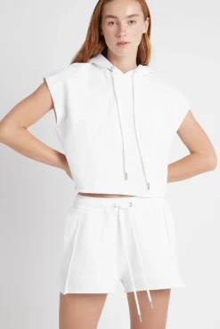 Embossed Classic Short Sleeve Cropped Hoodie 402