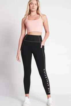 High Rise Contrast Stitch Logo Full Length Legging 203