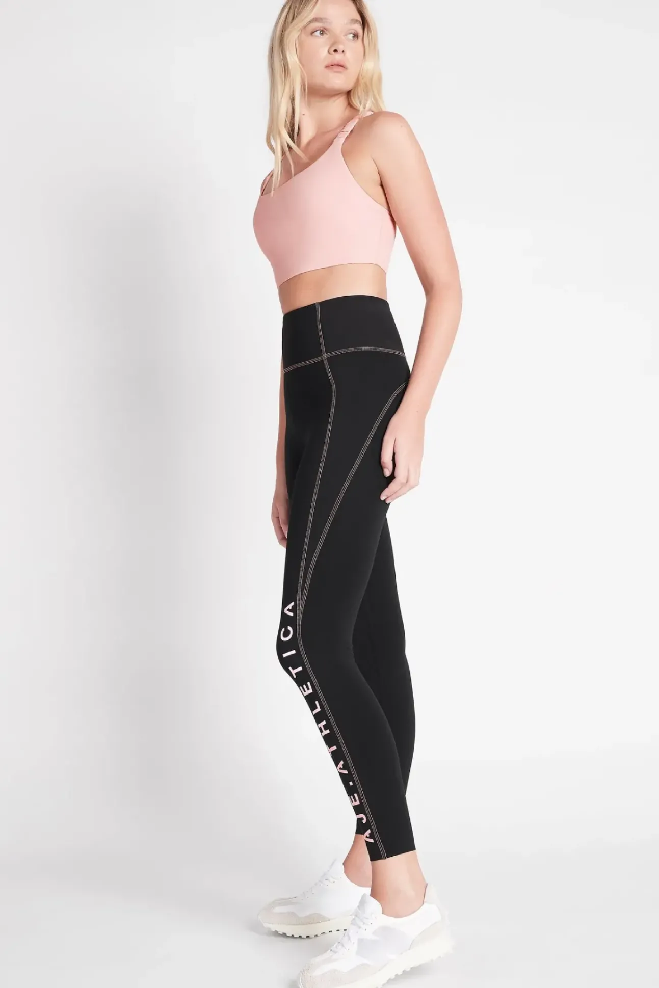 High Rise Contrast Stitch Logo Full Length Legging 203