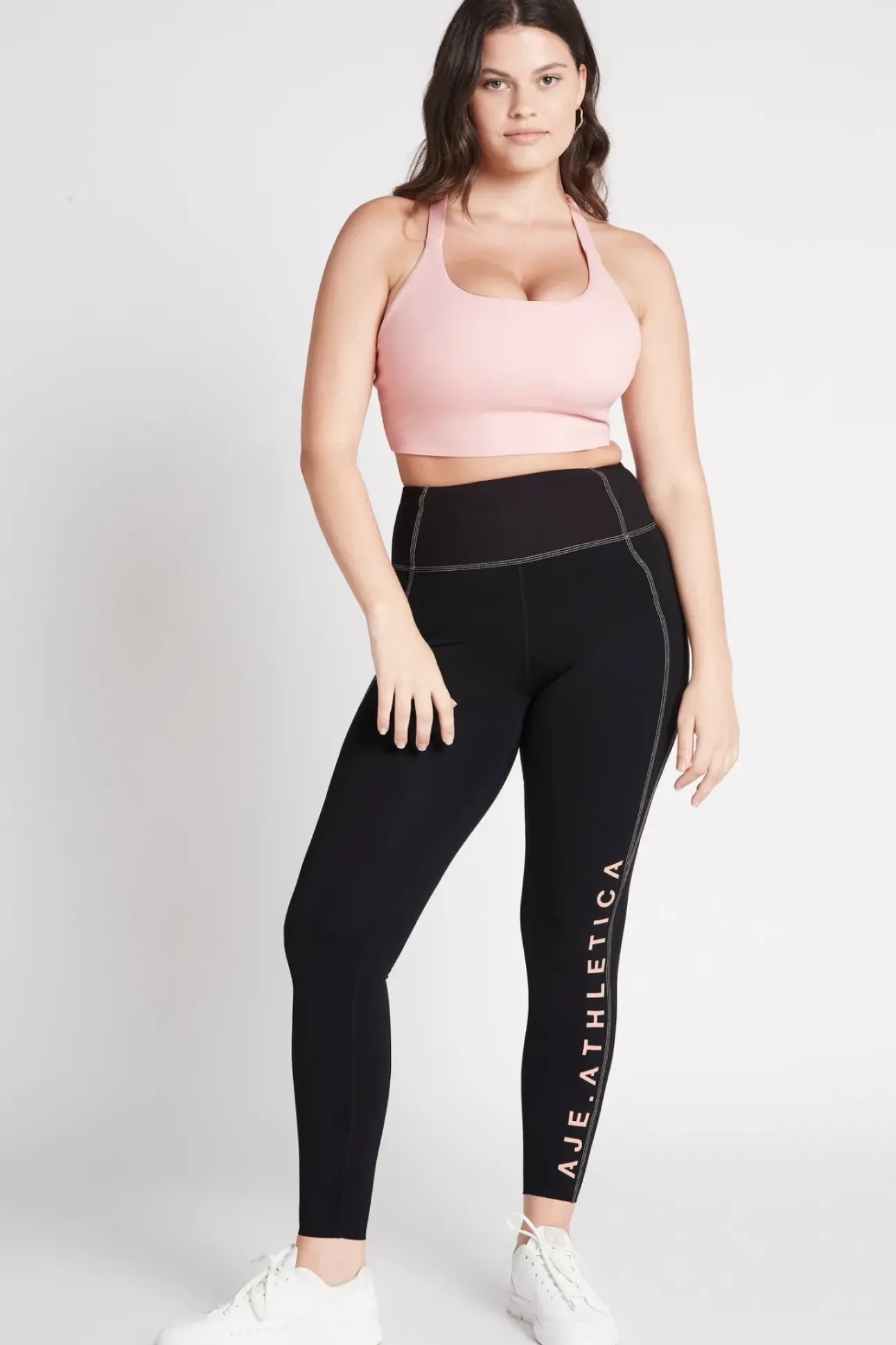 High Rise Contrast Stitch Logo Full Length Legging 203