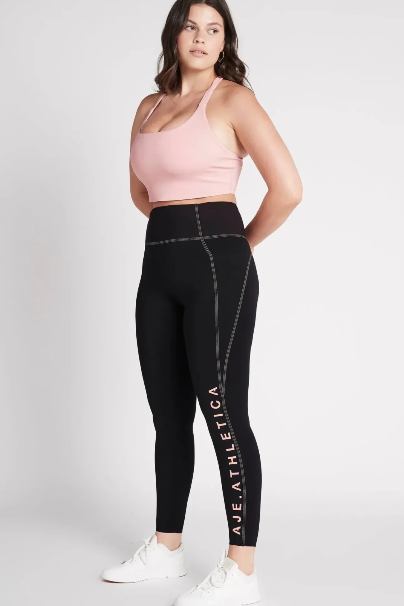 High Rise Contrast Stitch Logo Full Length Legging 203