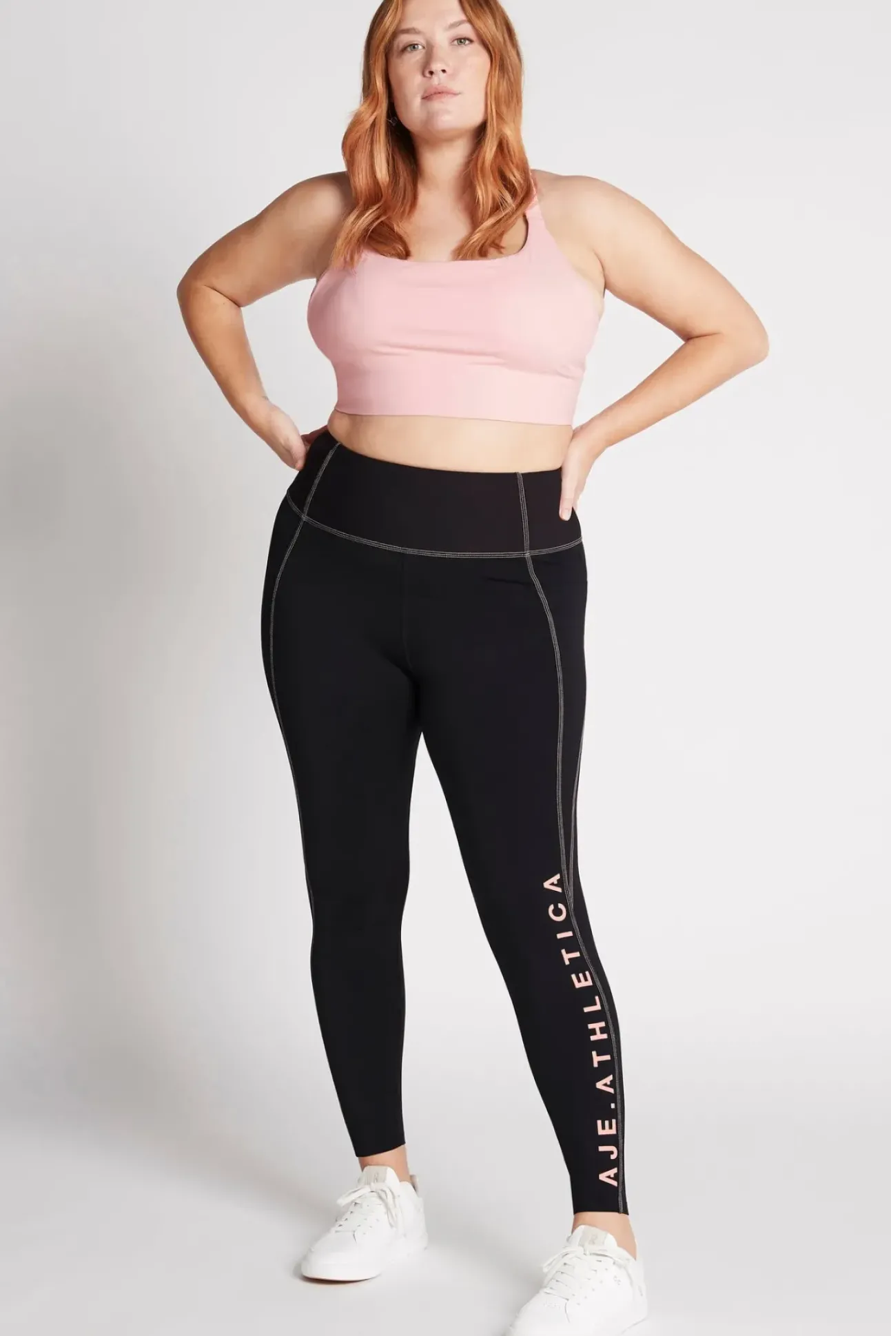 High Rise Contrast Stitch Logo Full Length Legging 203