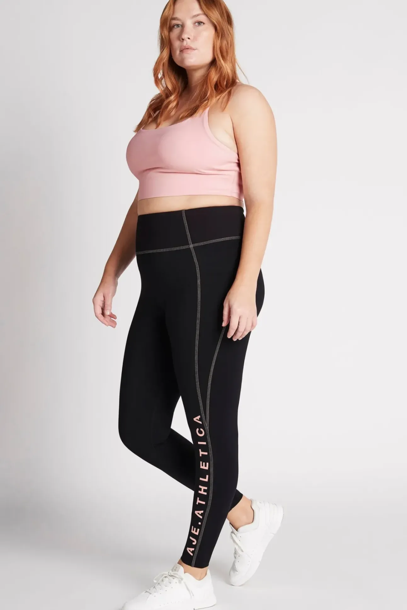 High Rise Contrast Stitch Logo Full Length Legging 203