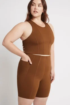 High Rise Mid Length Embossed Bike Short 615