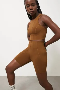 High Rise Mid Length Embossed Bike Short 615