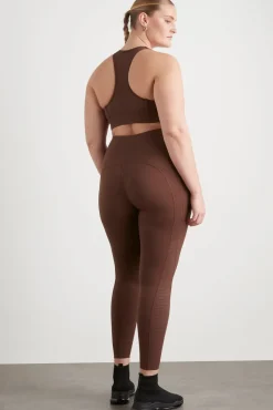 High Rise Perforated Hem Full Length Legging 227