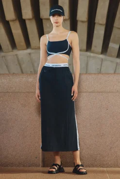 Logo Tape Spray Midi Skirt 647