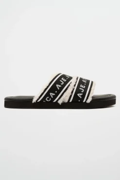 Logotape Shearling Slides 938