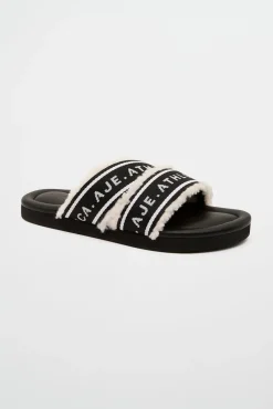 Logotape Shearling Slides 938