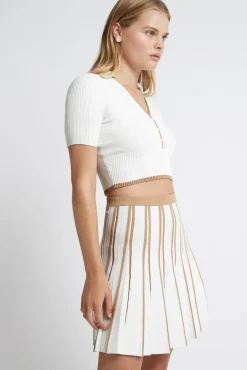 Pleated Knit Mini Skirt 611