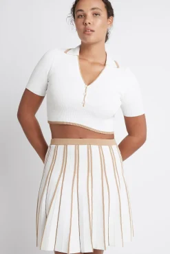 Pleated Knit Mini Skirt 611