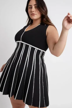 Sleeveless Pleated Knit Mini Dress 801