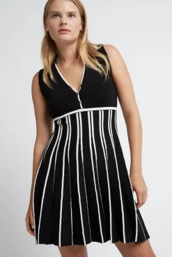 Sleeveless Pleated Knit Mini Dress 801