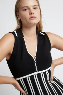 Sleeveless Pleated Knit Mini Dress 801