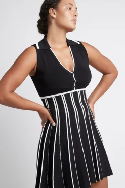 Sleeveless Pleated Knit Mini Dress 801