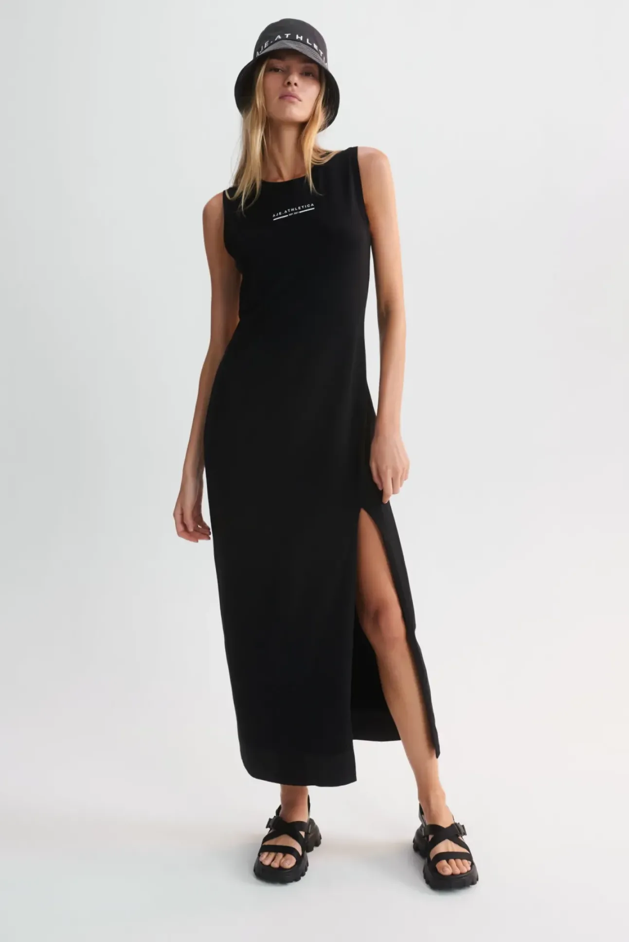 Split Hem Jersey Dress 816